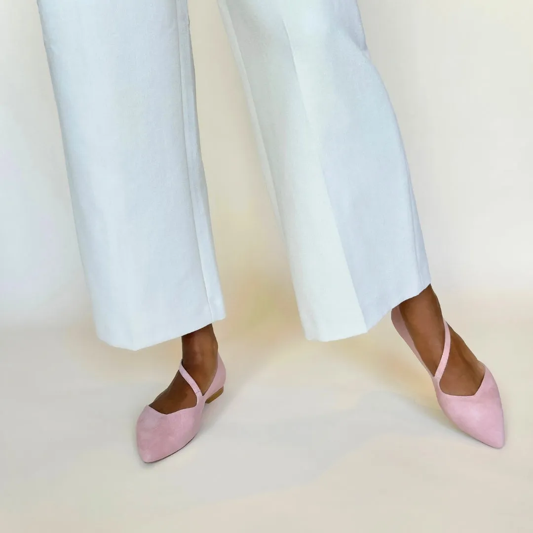 Indy Extra Wide Width Flats - Peony Pink Suede