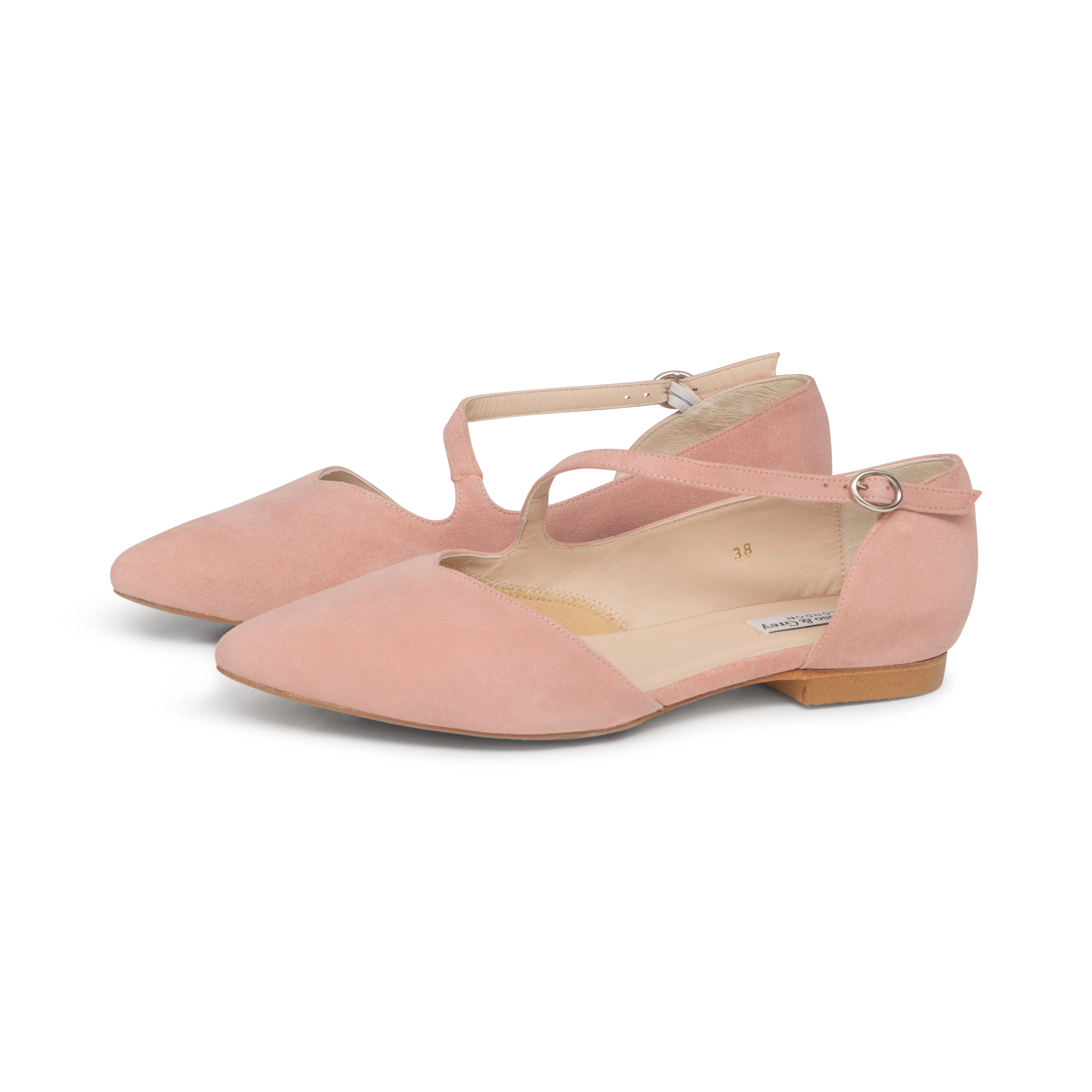 Indy Extra Wide Width Flats - Peony Pink Suede