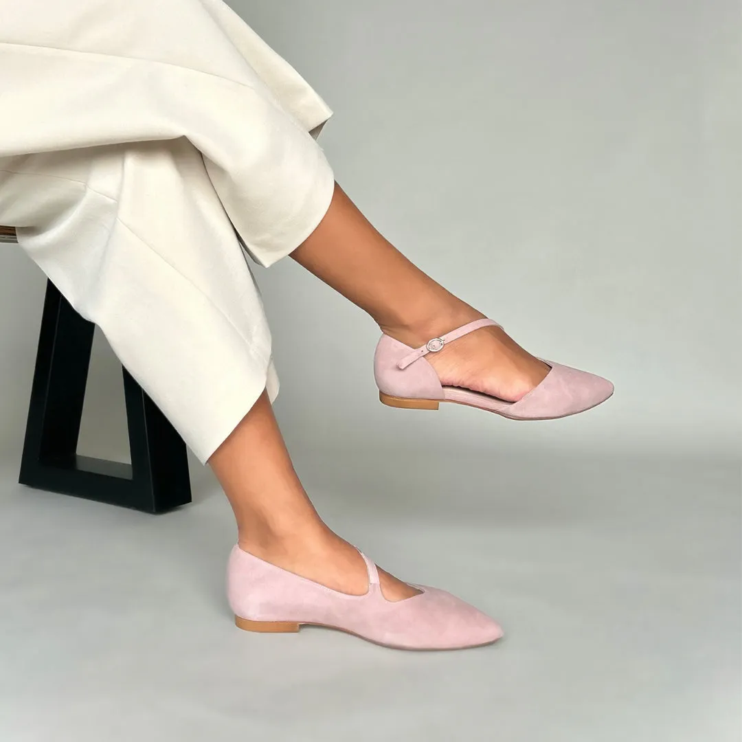 Indy Extra Wide Width Flats - Rose Pink Suede