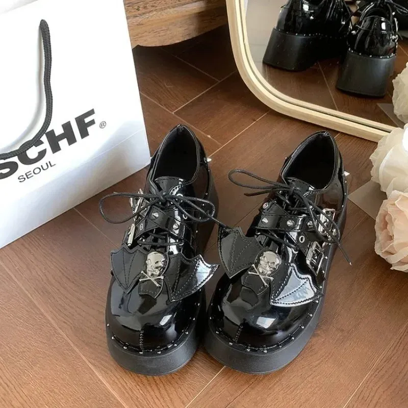 Joskaa Gothic Chunky Platform Wedges Denim Women Mary Janes Shoes 2024 New Y2k Sweet Cute Fashion Women Shoes Pumps Loafers Comfy Shoes