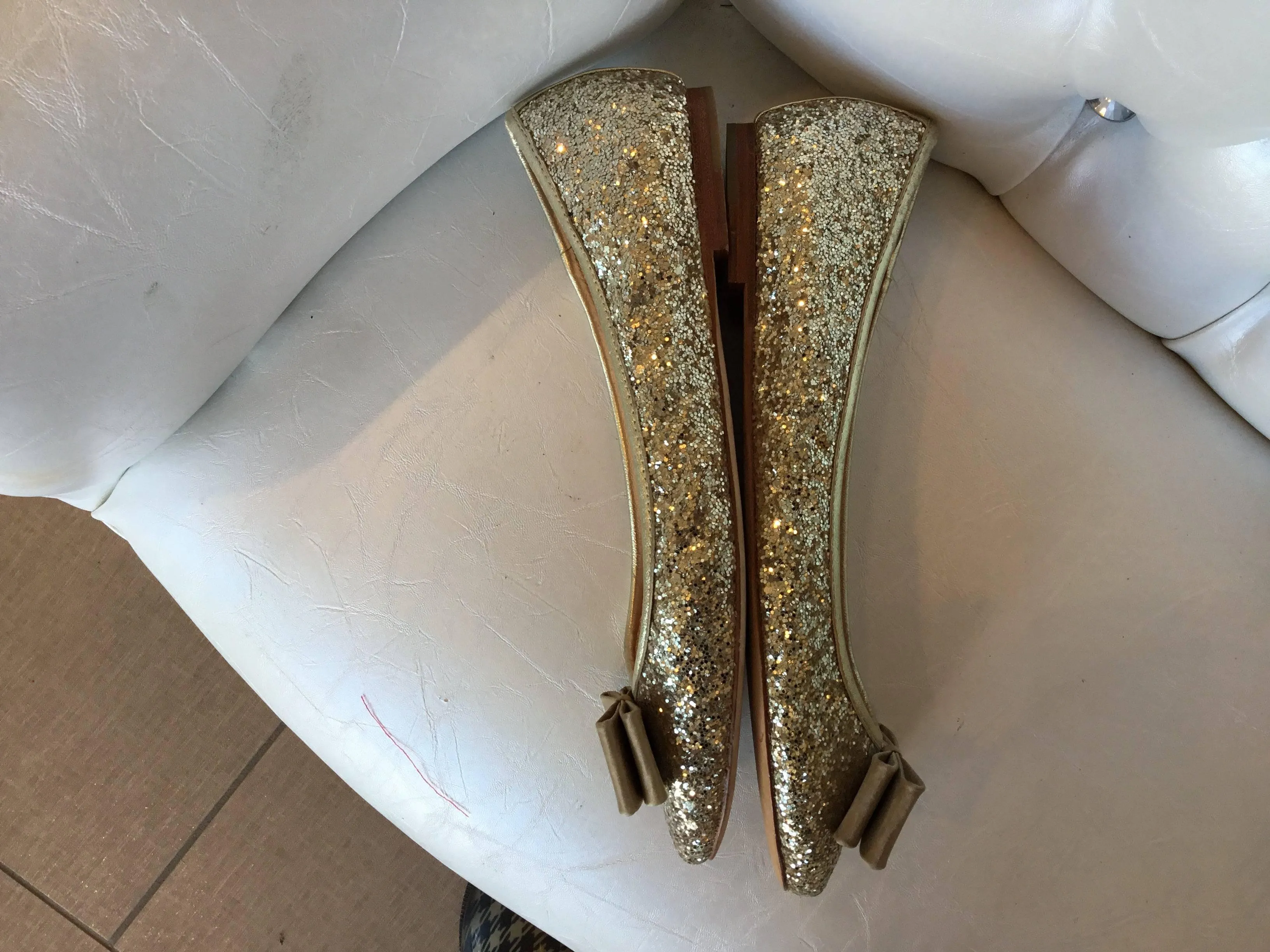 Kate spade♠️ Metallic Sequin Bow-front Ballet Flat 8M EUC