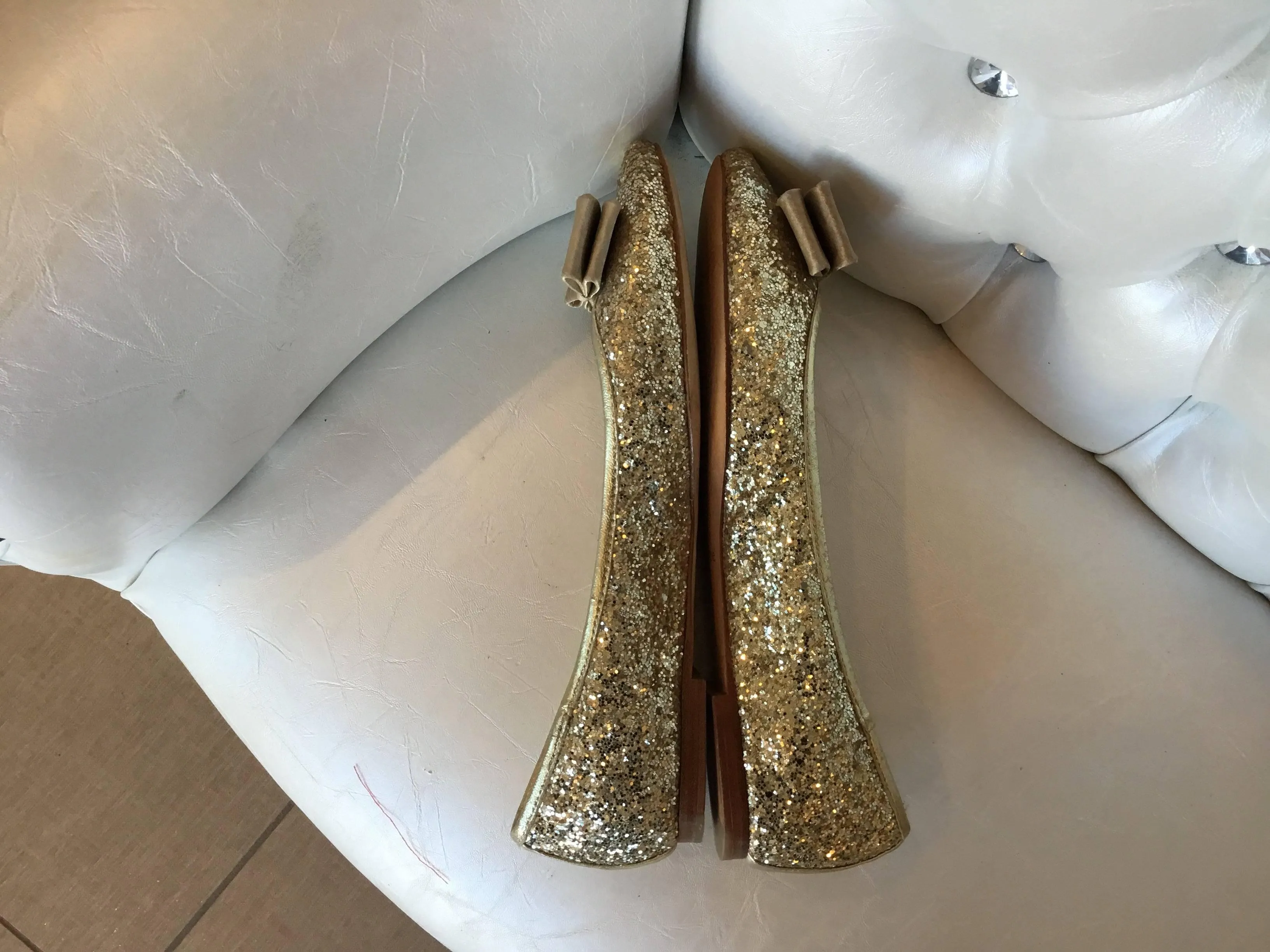 Kate spade♠️ Metallic Sequin Bow-front Ballet Flat 8M EUC