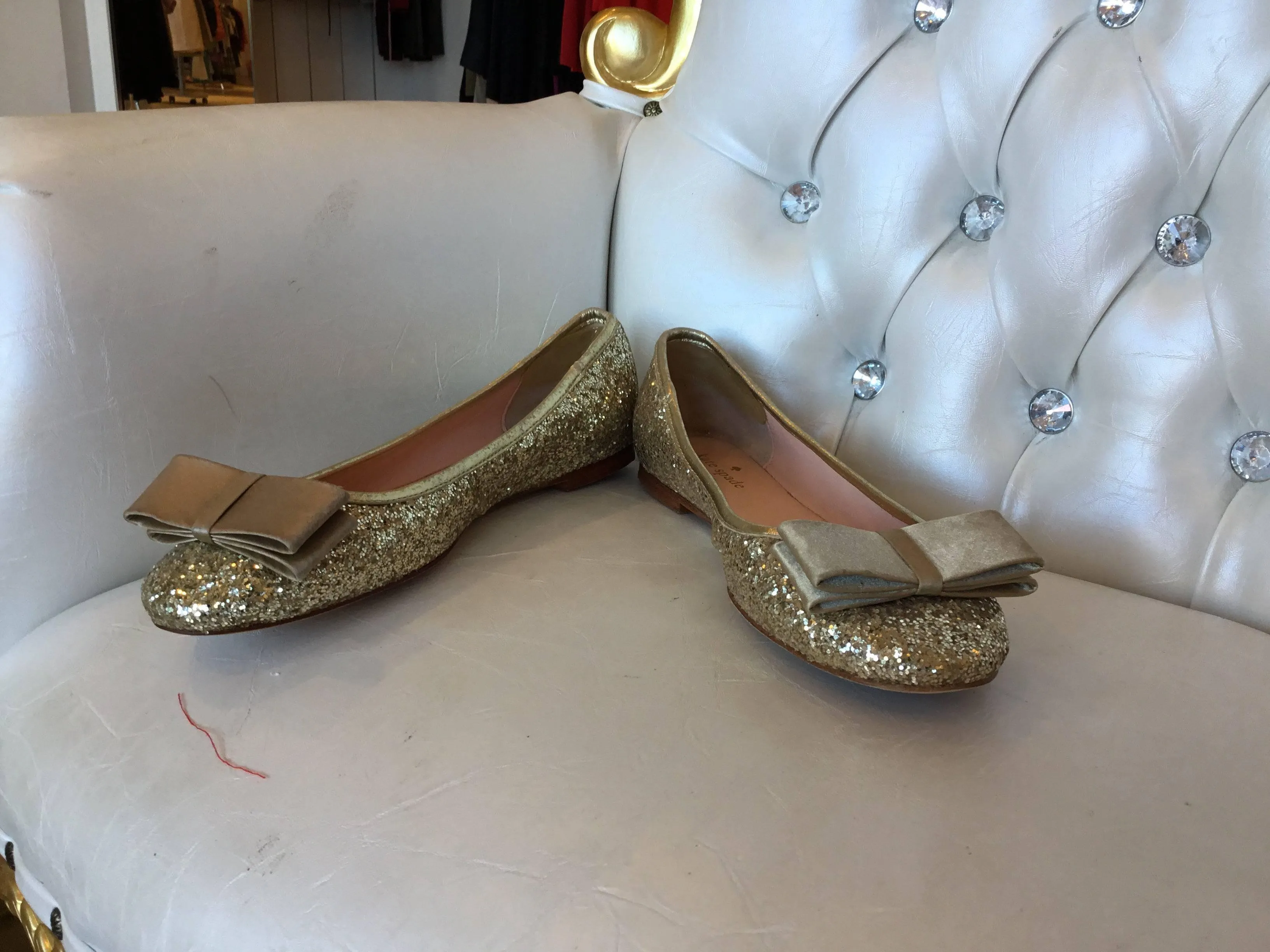 Kate spade♠️ Metallic Sequin Bow-front Ballet Flat 8M EUC