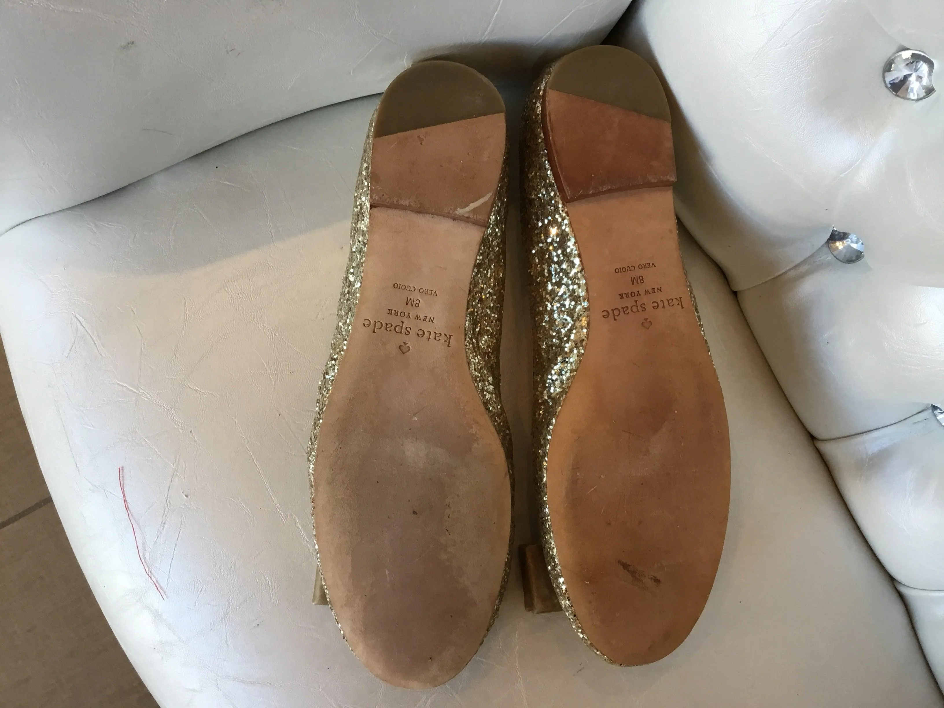 Kate spade♠️ Metallic Sequin Bow-front Ballet Flat 8M EUC