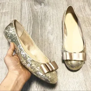 Kate spade♠️ Metallic Sequin Bow-front Ballet Flat 8M EUC