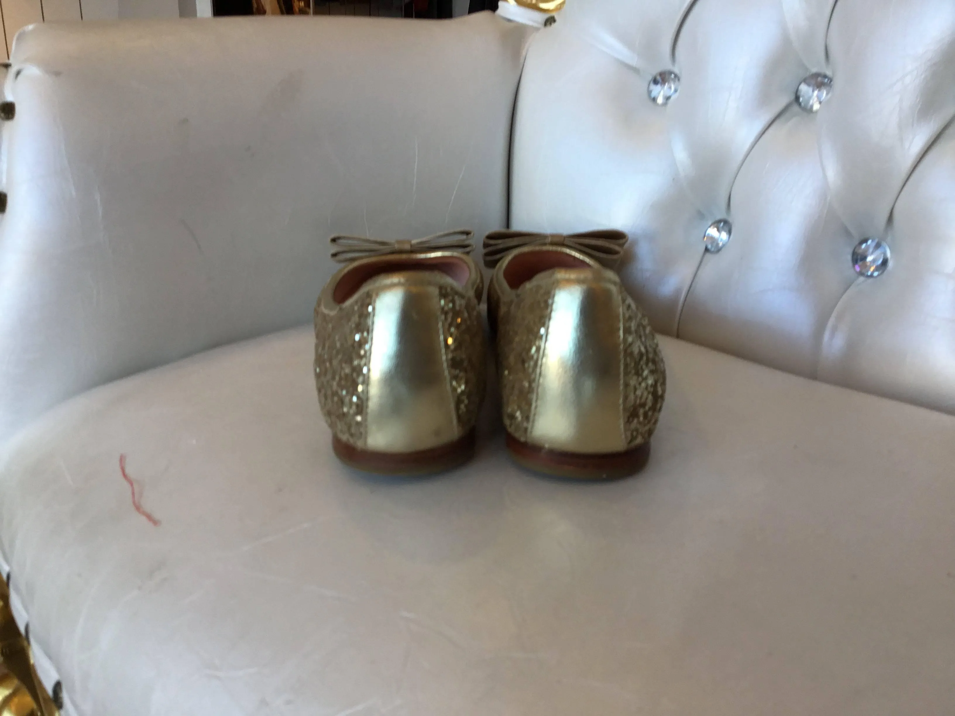 Kate spade♠️ Metallic Sequin Bow-front Ballet Flat 8M EUC