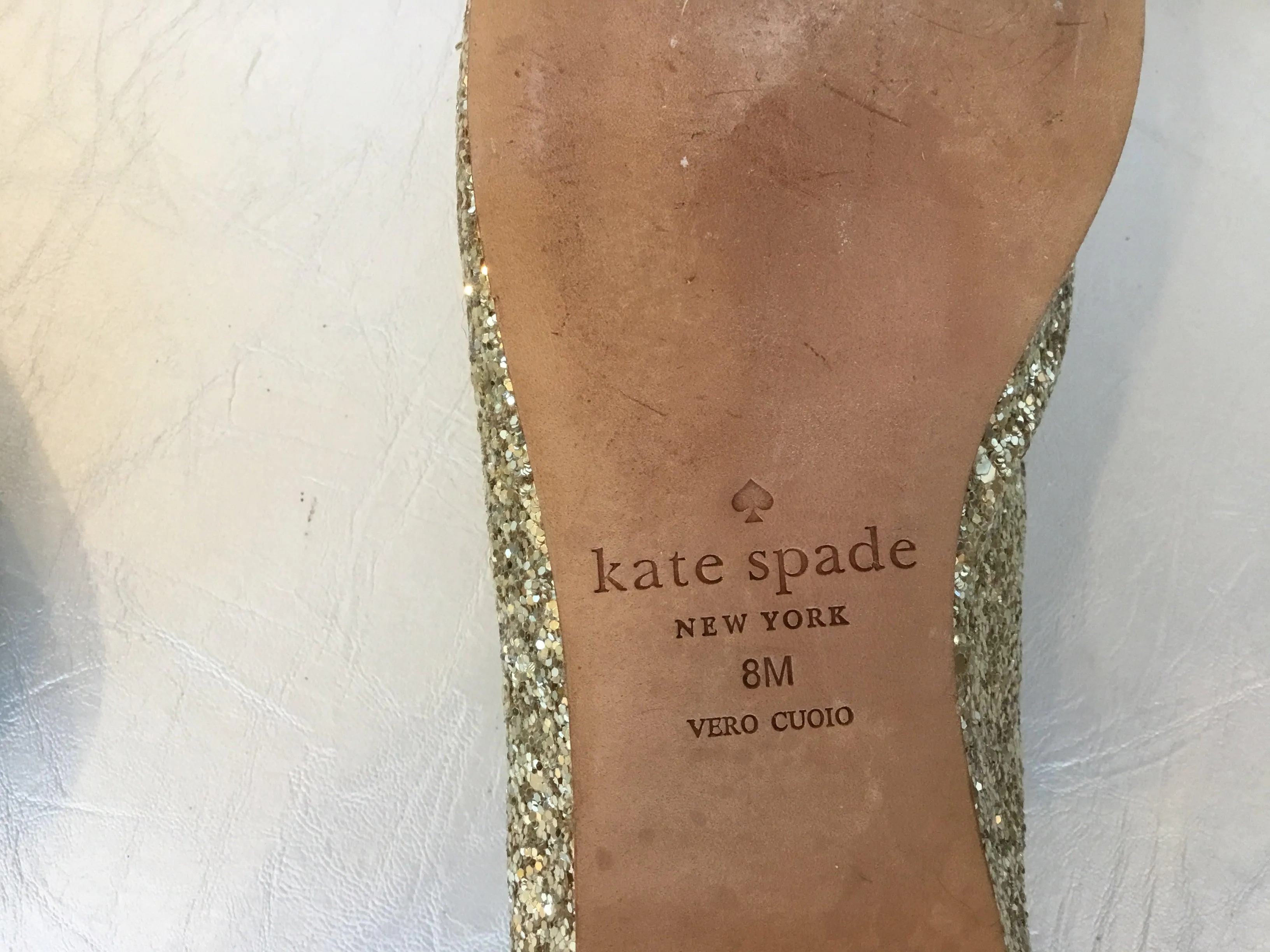 Kate spade♠️ Metallic Sequin Bow-front Ballet Flat 8M EUC