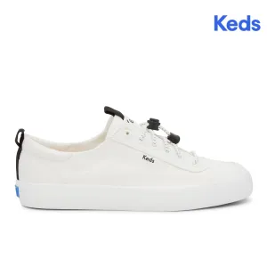 Keds Womens' Kickback Toe Cap Toggle Coated Twill White (WF68096)