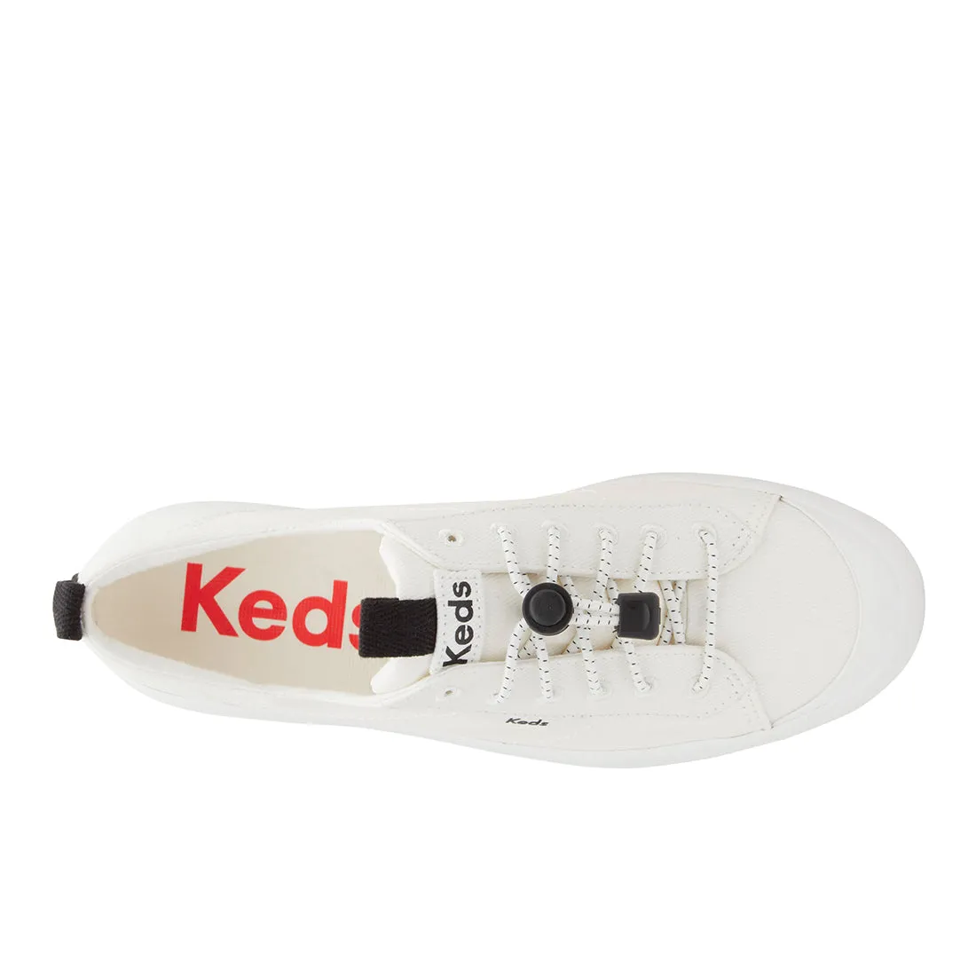 Keds Womens' Kickback Toe Cap Toggle Coated Twill White (WF68096)
