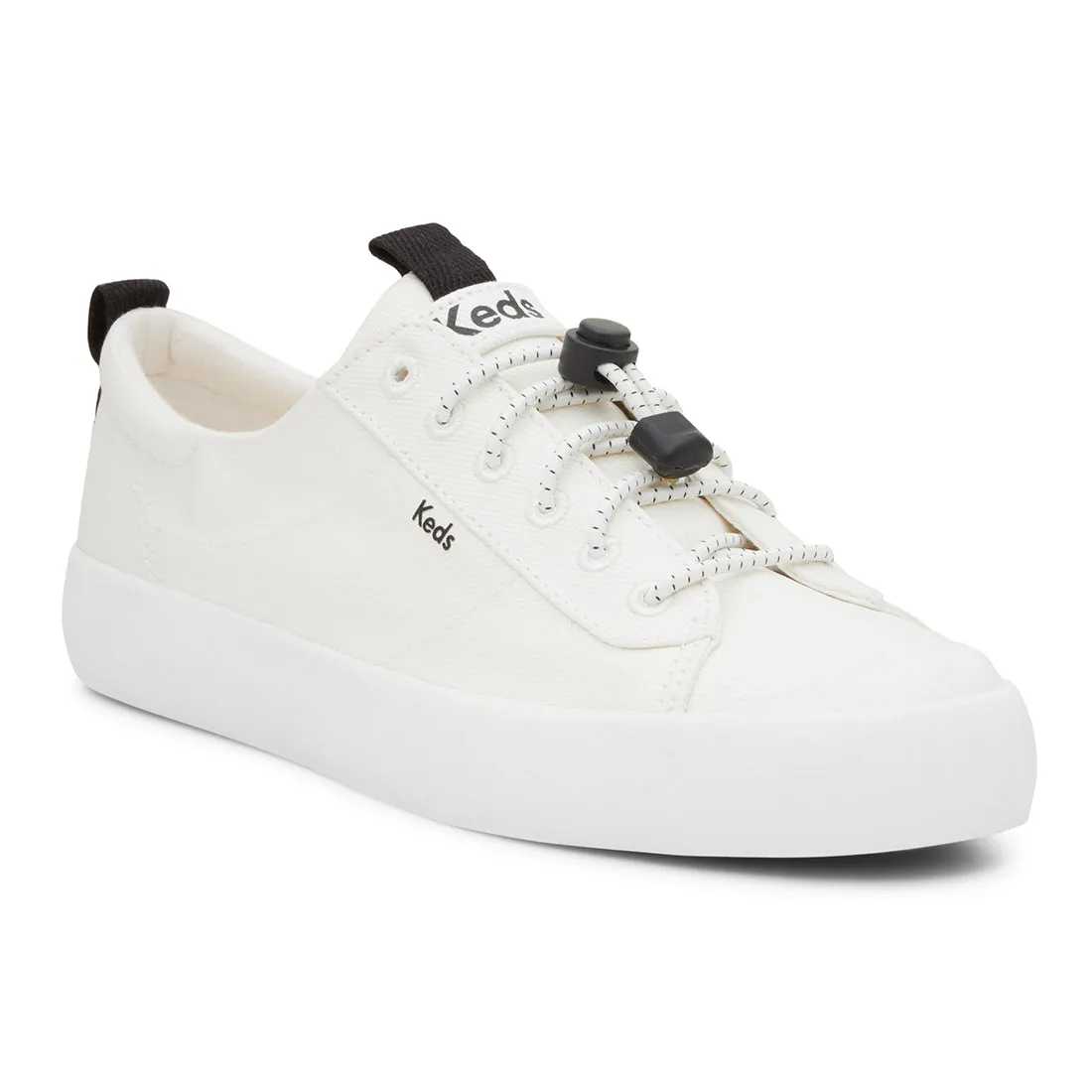 Keds Womens' Kickback Toe Cap Toggle Coated Twill White (WF68096)