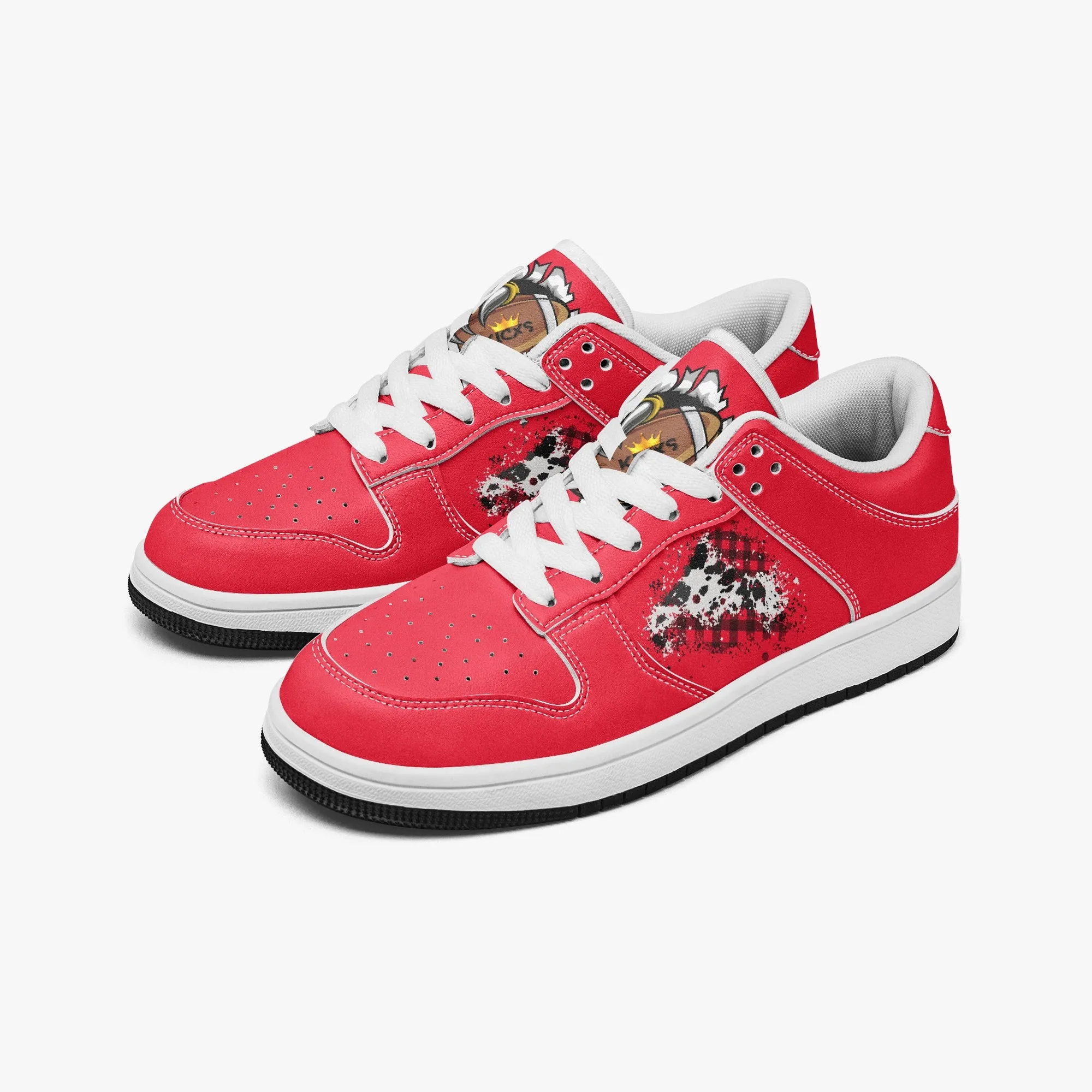 Kicxs Red PS2 Casual Low-Top Leather Sneakers