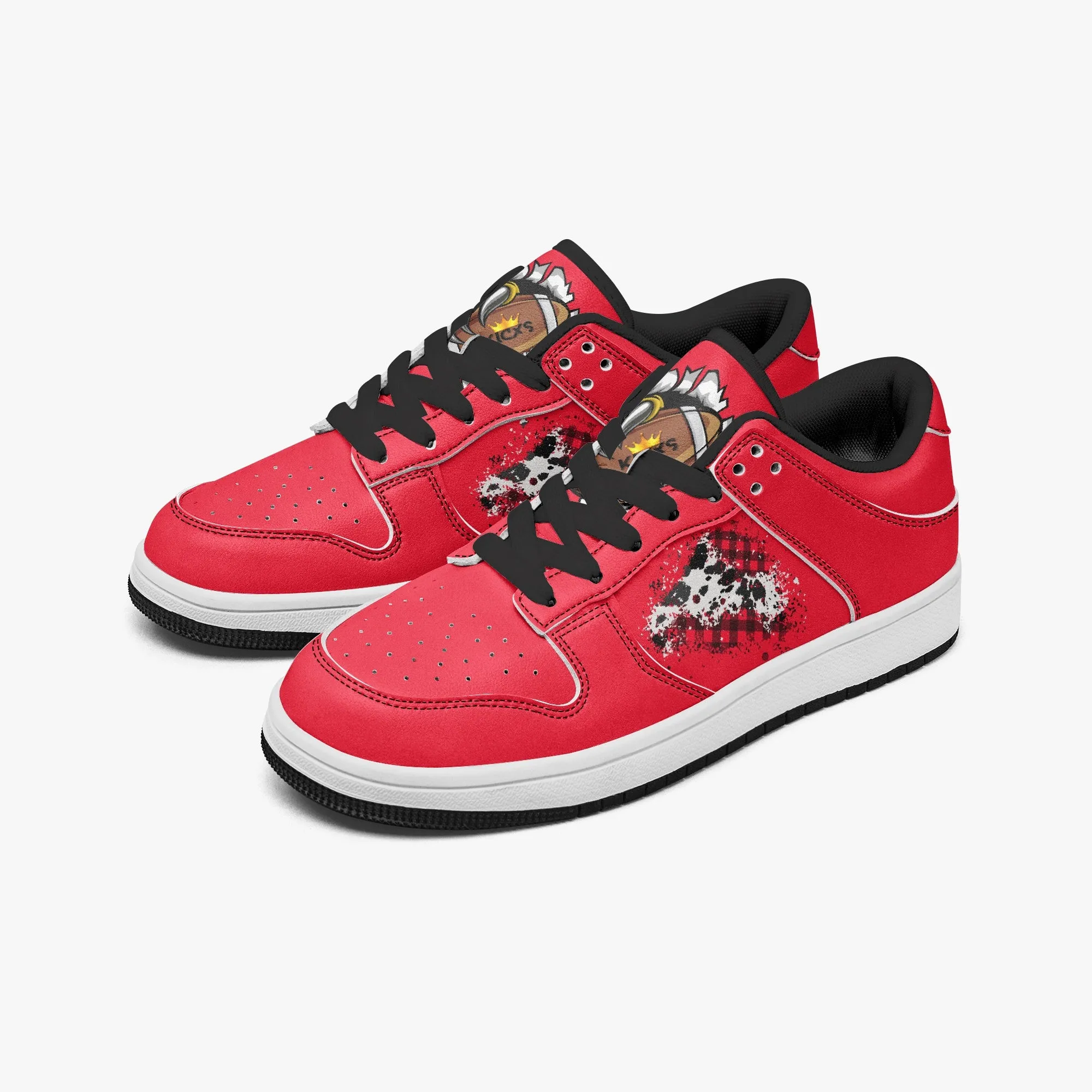Kicxs Red PS2 Casual Low-Top Leather Sneakers