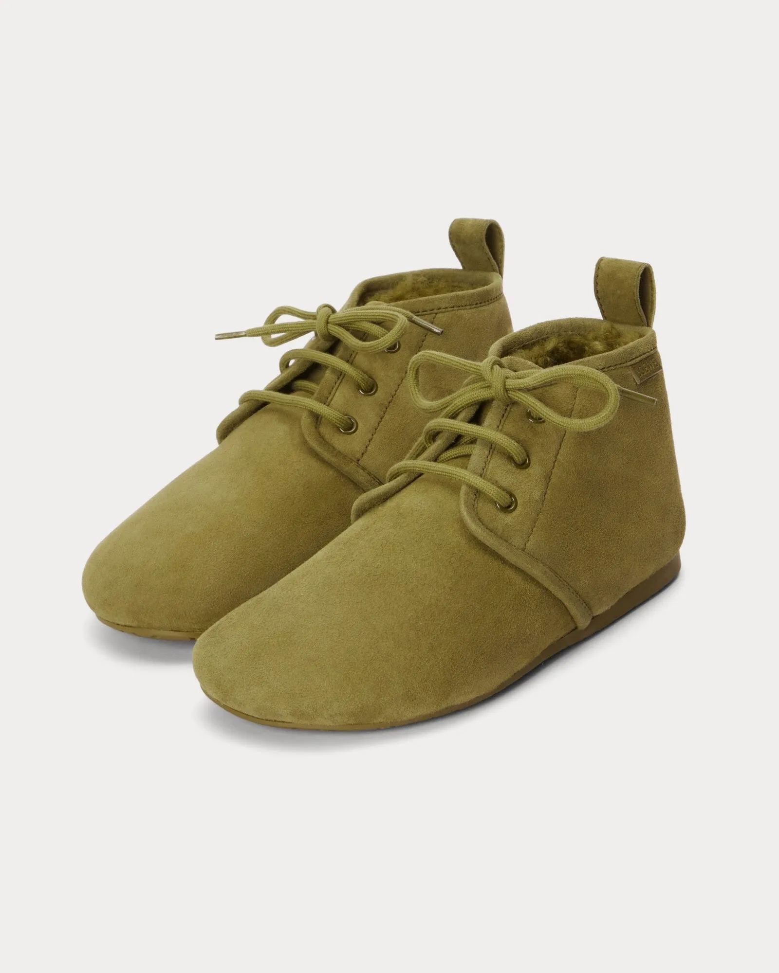 Lago Suede & Shearling Olive Green Booties