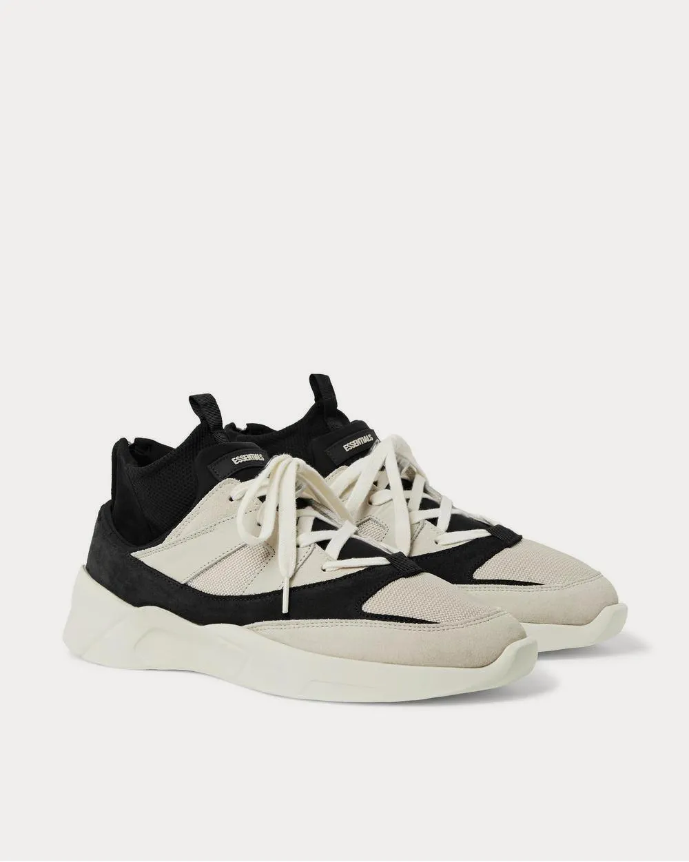 Leather-Trimmed Suede and Mesh  Gray high top sneakers