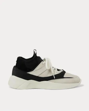 Leather-Trimmed Suede and Mesh  Gray high top sneakers