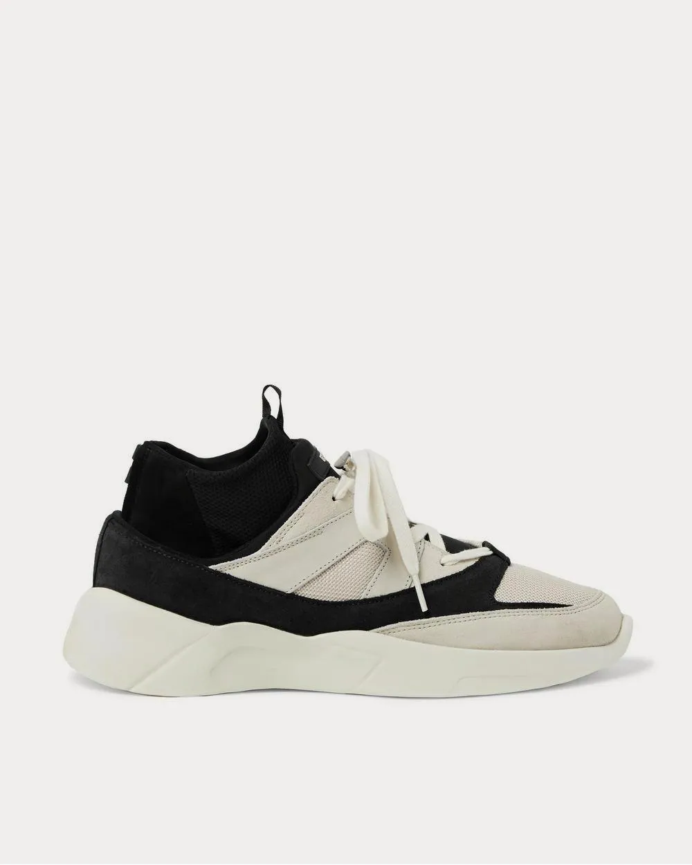 Leather-Trimmed Suede and Mesh  Gray high top sneakers