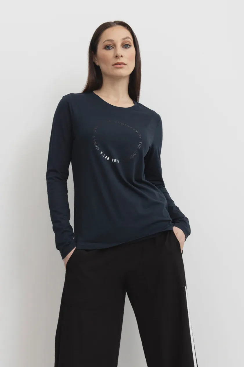 Live in the moment LS  Tee/Black & White