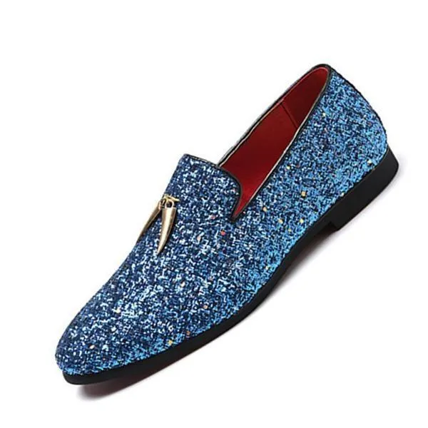 Luxury Plus Size Glitters Bling Stylish Flats Shoes Man Party Shoes