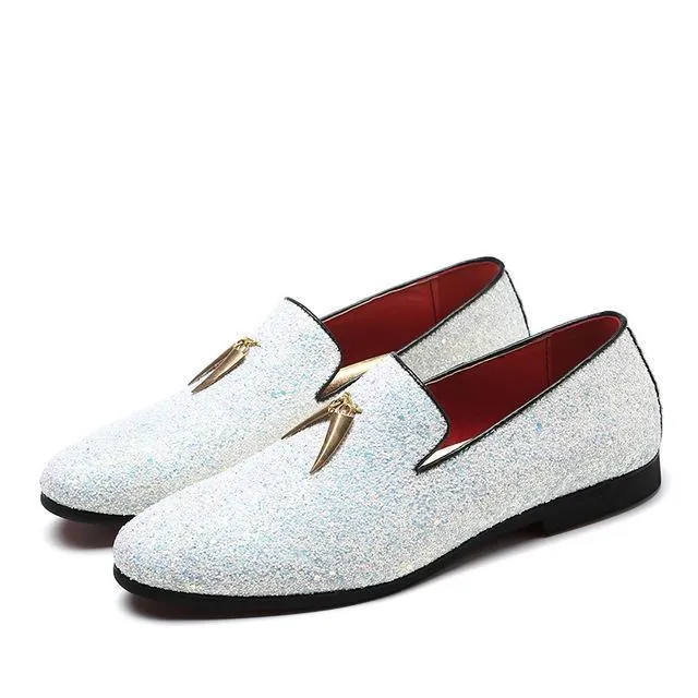 Luxury Plus Size Glitters Bling Stylish Flats Shoes Man Party Shoes