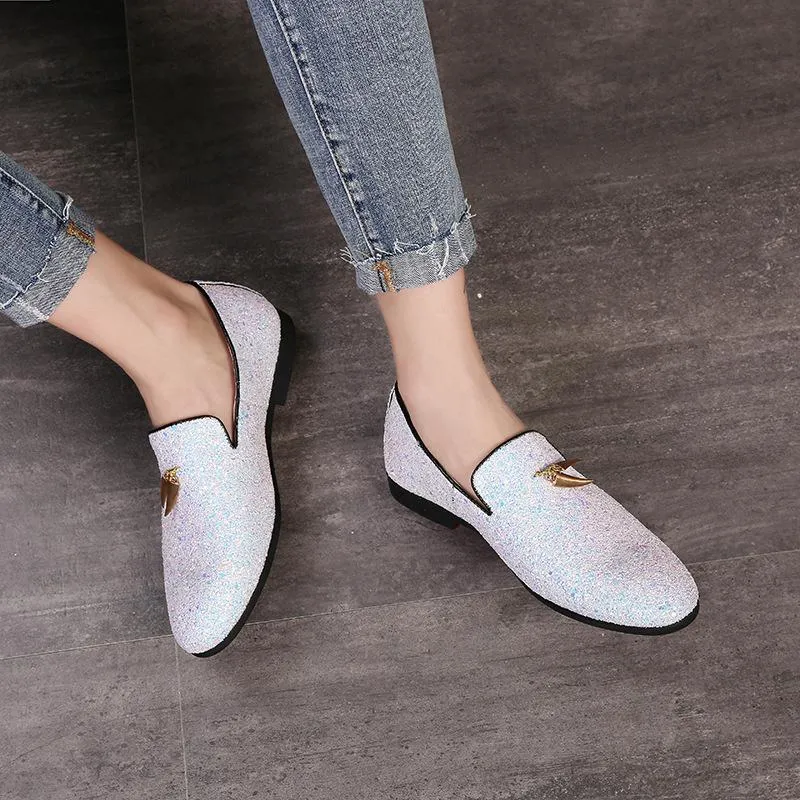 Luxury Plus Size Glitters Bling Stylish Flats Shoes Man Party Shoes