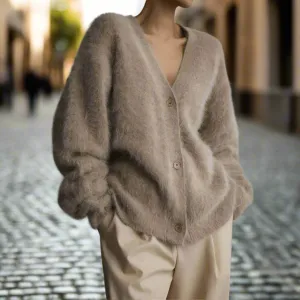 Mariko Vest | Chic Kasjmier Vest met V-hals en Knopen ||