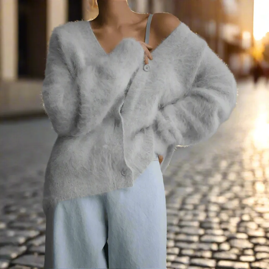 Mariko Vest | Chic Kasjmier Vest met V-hals en Knopen ||