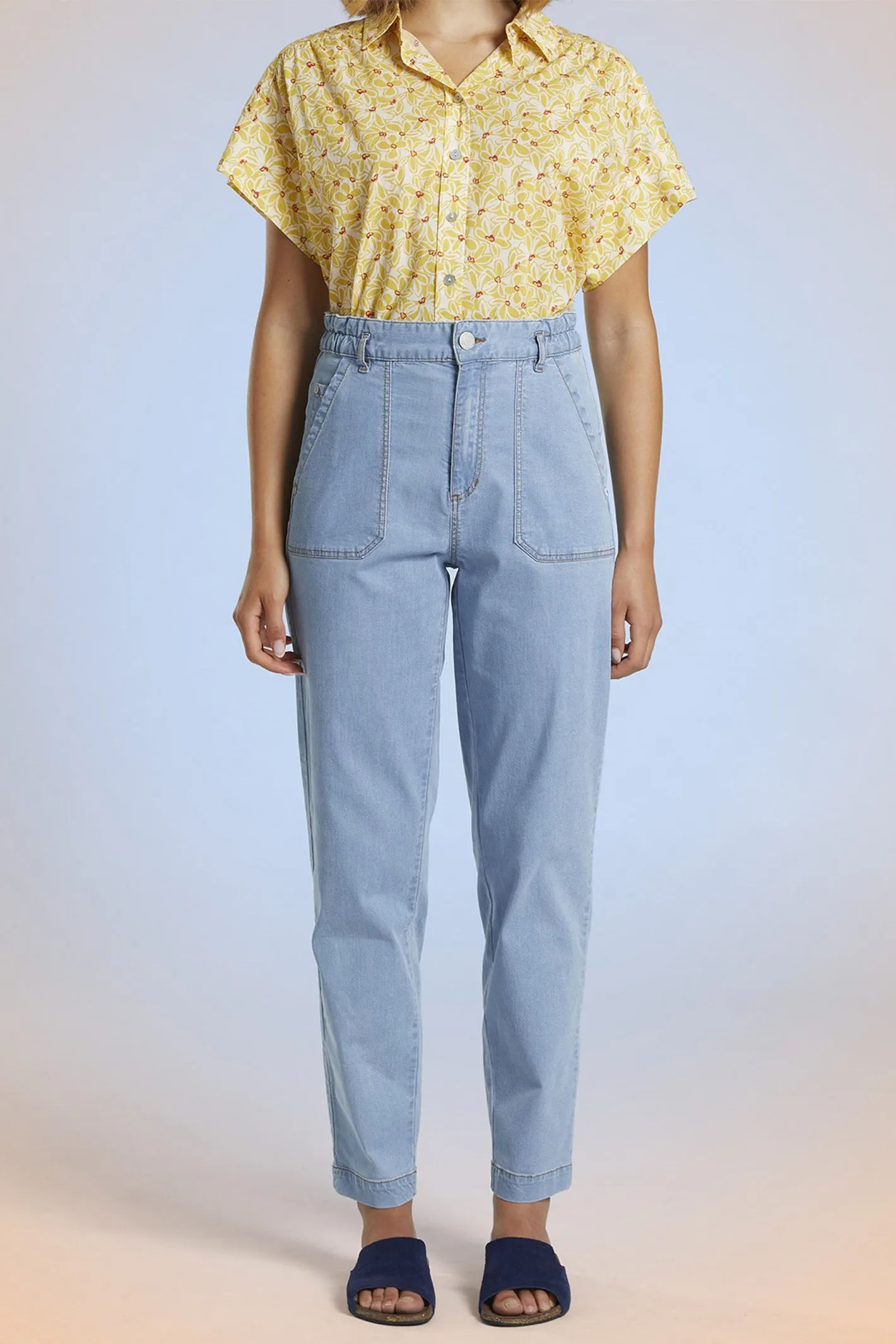 Mat De Misaine Trousers Elastic Waist Bleach Blue Clair Pontivy-34728 U245C