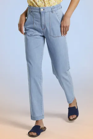 Mat De Misaine Trousers Elastic Waist Bleach Blue Clair Pontivy-34728 U245C