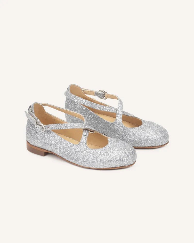 Mini Silver Glitter Lover Flats