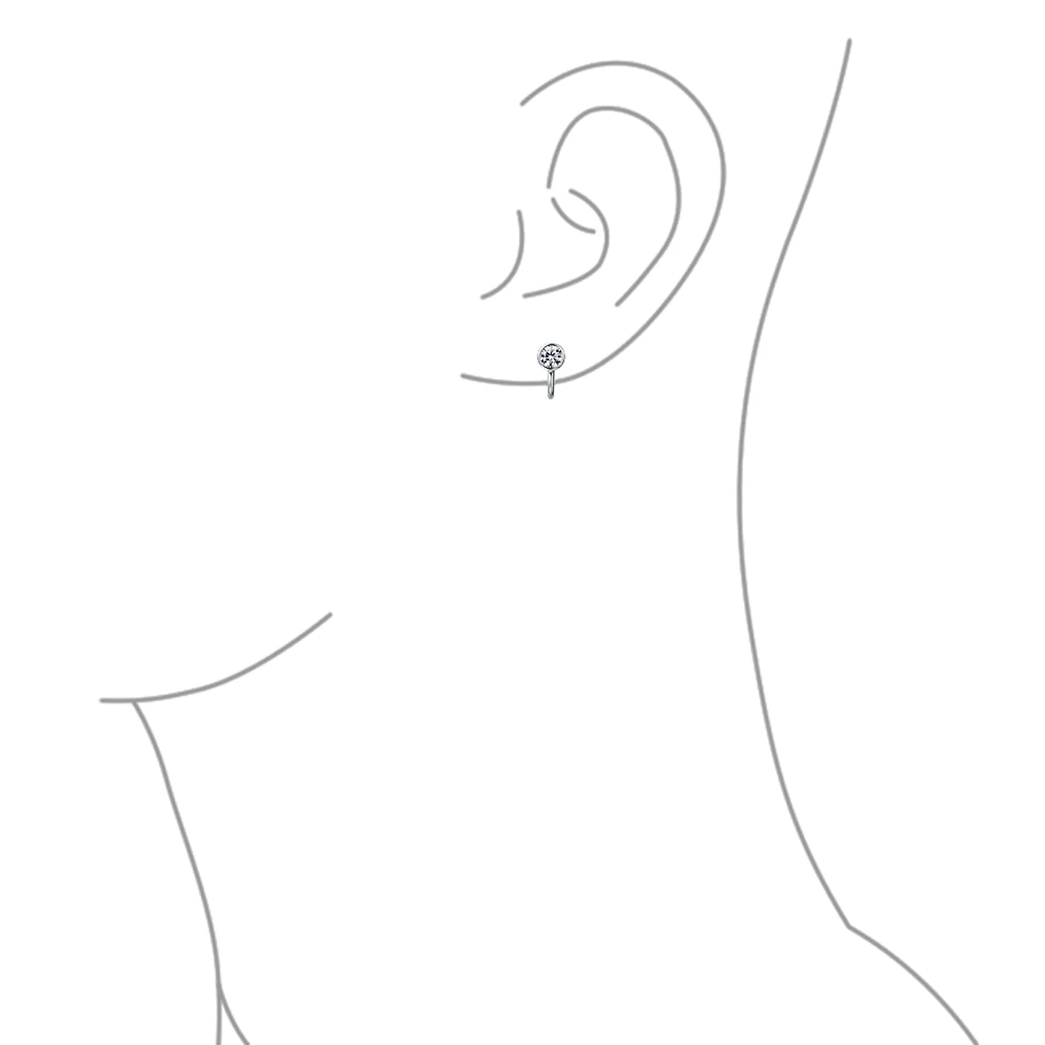 Minimalist Geometric Clip-On Earrings with CZ Solitaire 14K Gold Plated 5MM