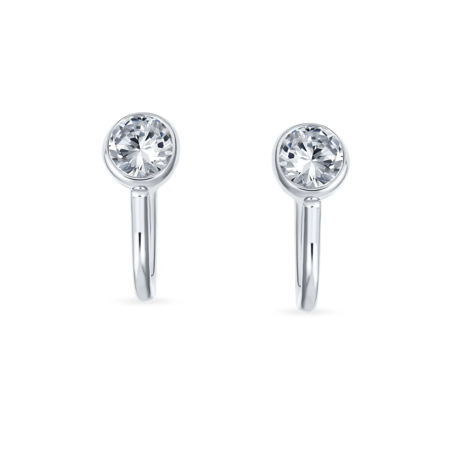 Minimalist Geometric Clip-On Earrings with CZ Solitaire 14K Gold Plated 5MM