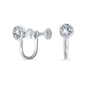 Minimalist Geometric Clip-On Earrings with CZ Solitaire 14K Gold Plated 5MM