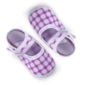 Newborn Baby Bootie Check Purple - Sunshine