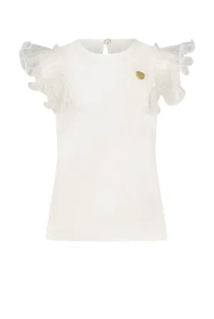 NOBLY sparkly net T-shirt Off white