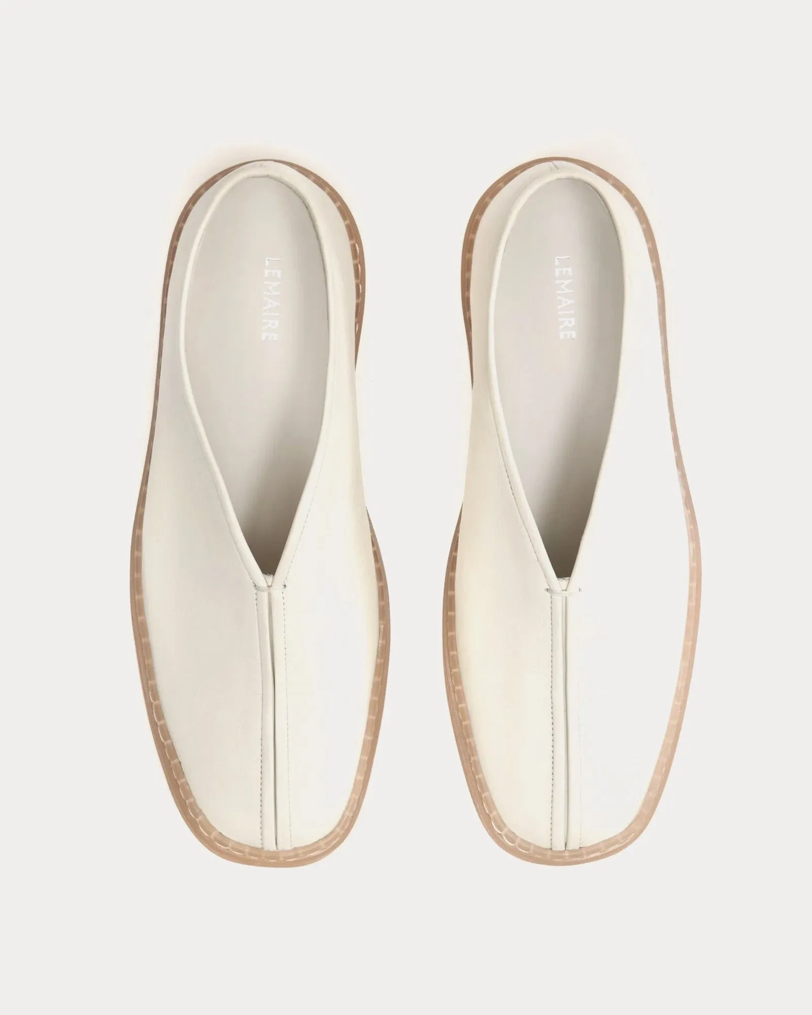Piped Soft Leather Clay White Slip On Sneakers
