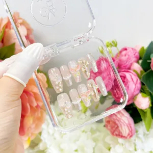 PO010 3D flower wedding bridal white floral press on nails