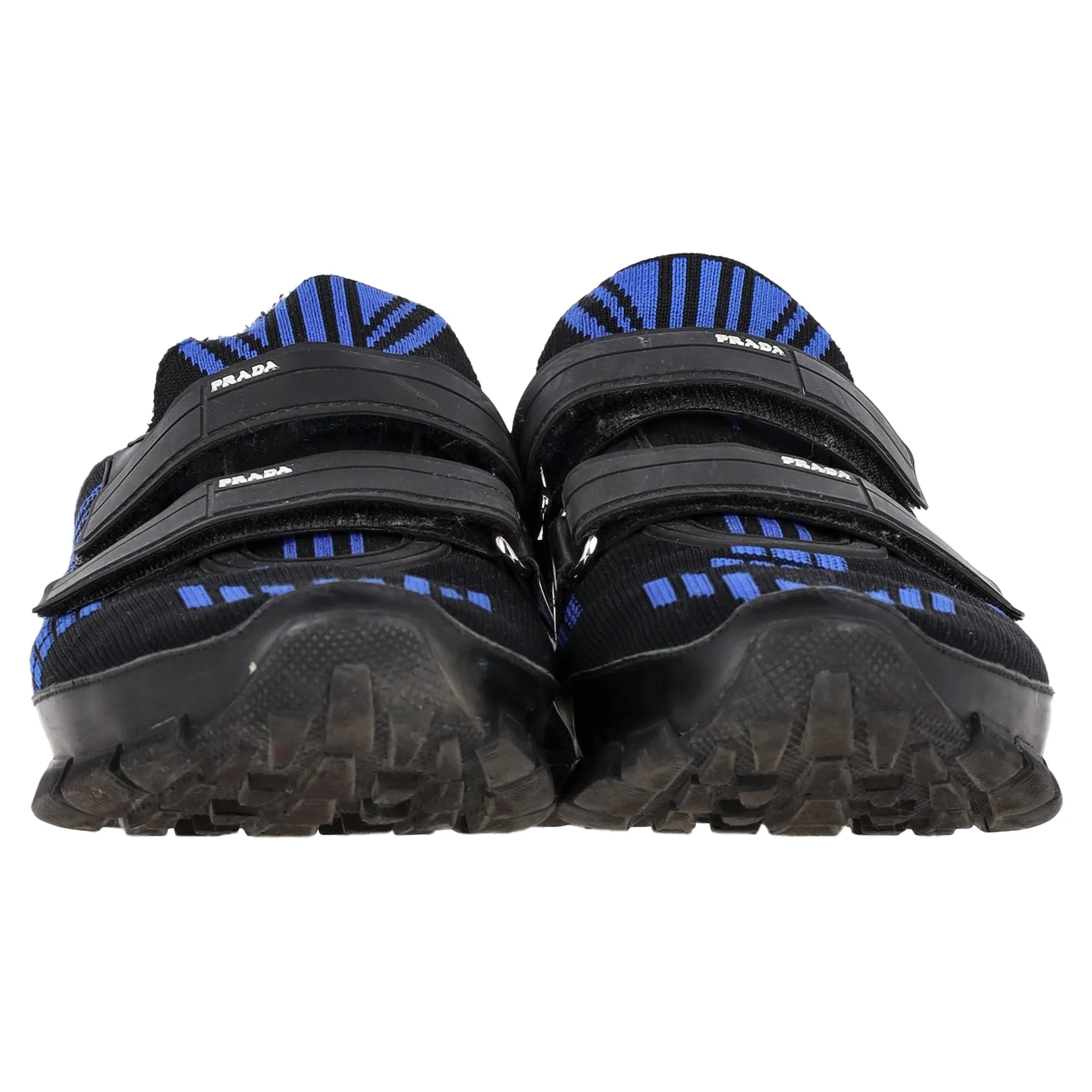 Prada Crossection Velcro Strap Low Top Sneakers in Blue Synthetic
