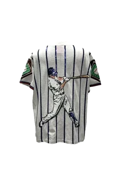 Queen Of Sparkles Grey & Royal Strike Out Tee