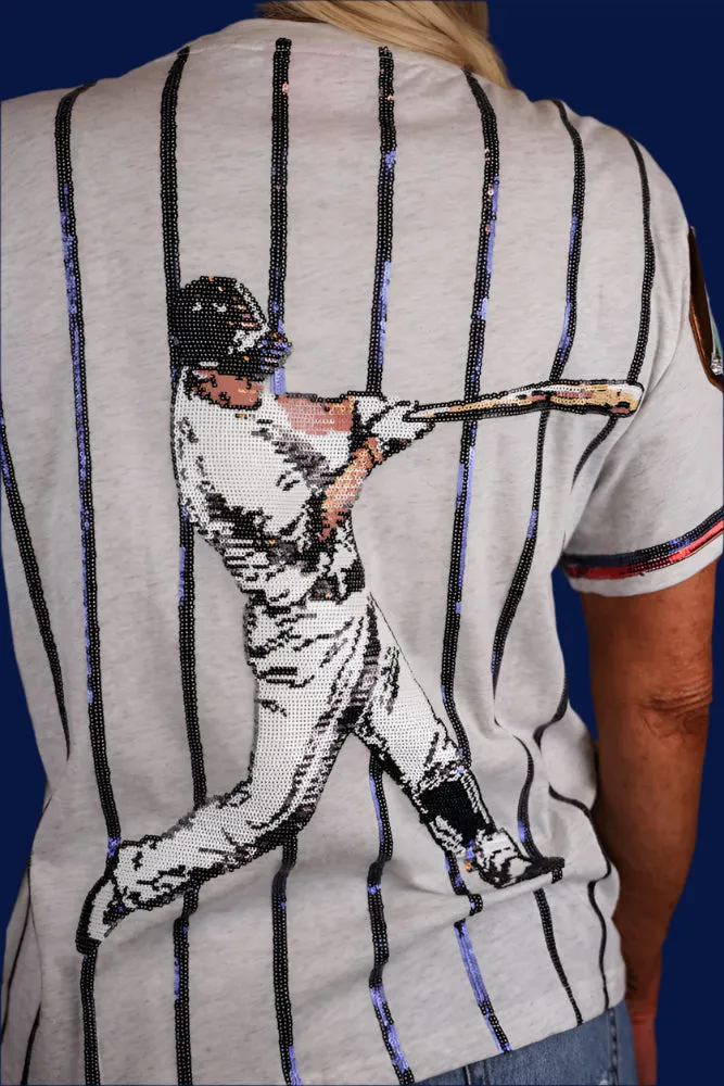 Queen Of Sparkles Grey & Royal Strike Out Tee
