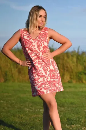 Red Paisley Sleeveless Linen Dress