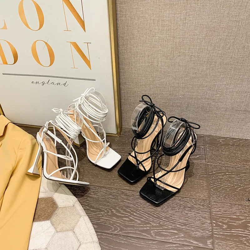 Sensual Ankle Strap Peep-toe Stiletto Sandals