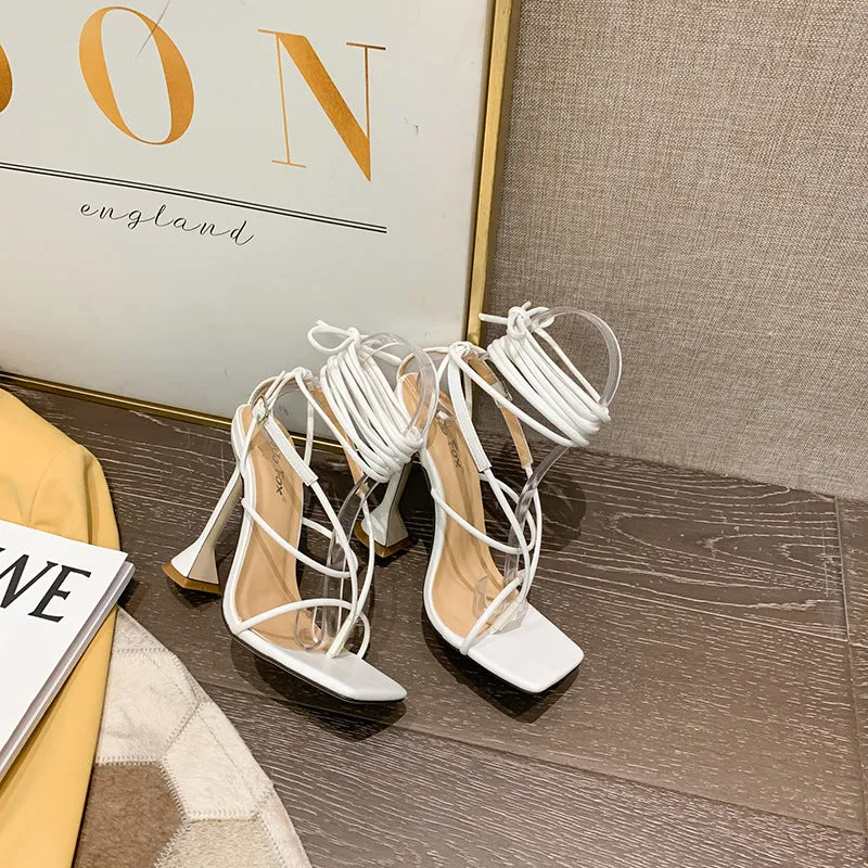Sensual Ankle Strap Peep-toe Stiletto Sandals