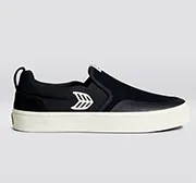SLIP-ON PRO Black Suede and Canvas Ivory Logo Sneaker