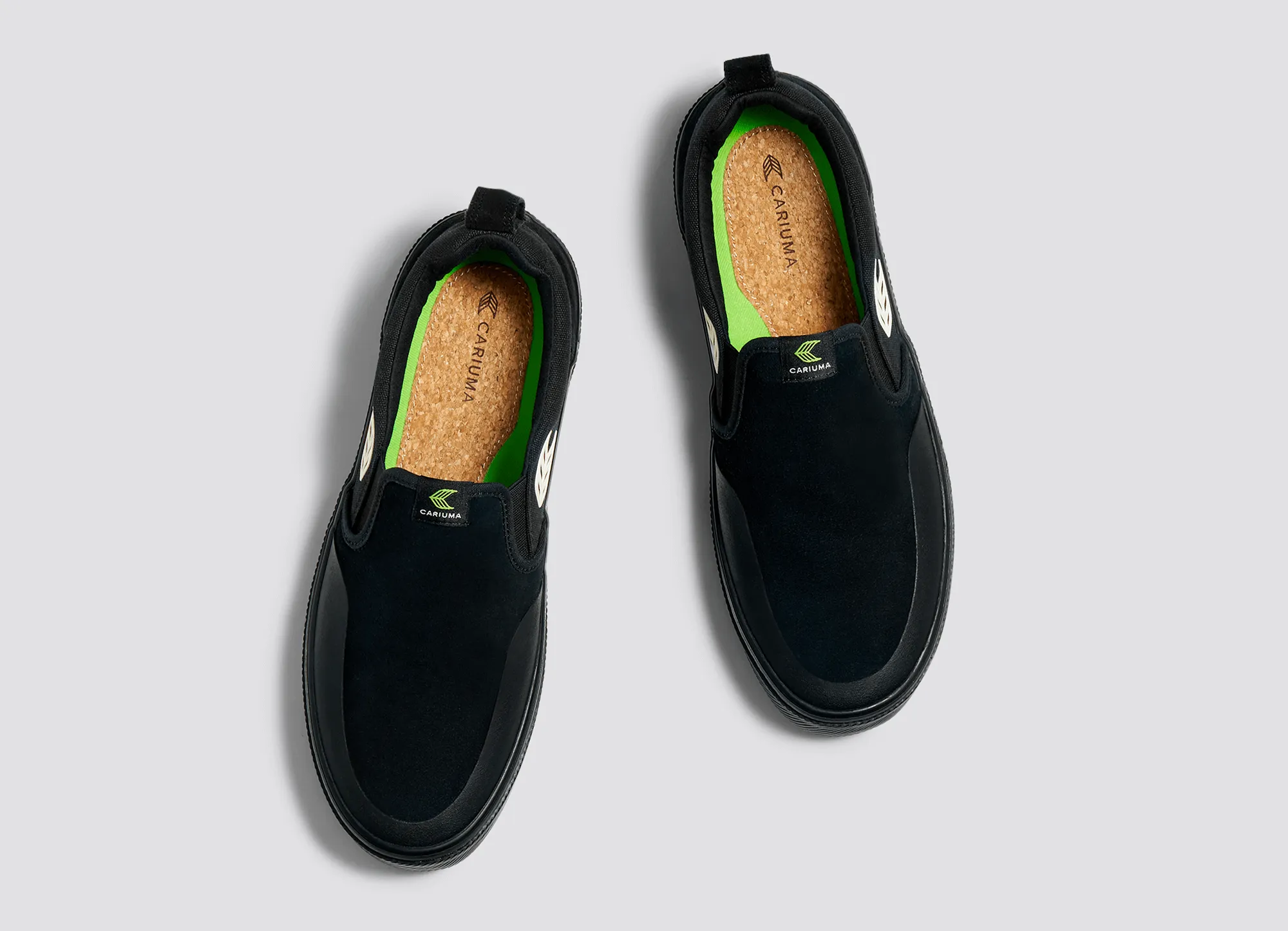 SLIP ON Skate PRO All Black Suede and Canvas Ivory Logo Sneaker Men