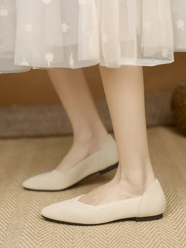 Solid Color Square-Toe Shoes Flats