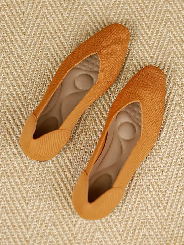 Solid Color Square-Toe Shoes Flats