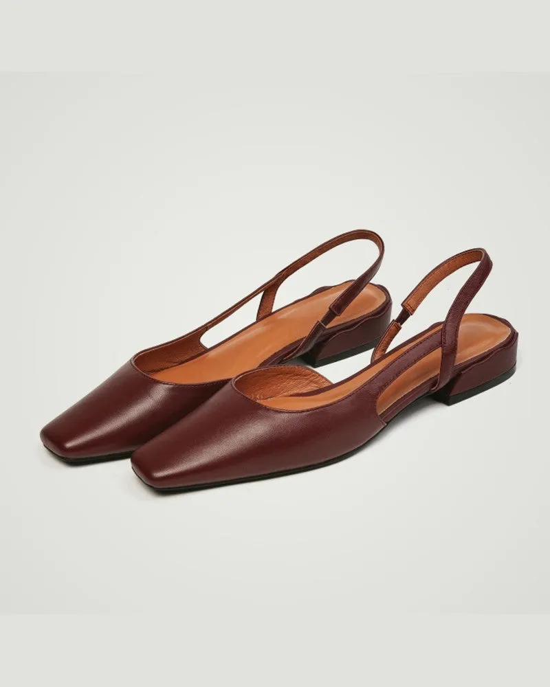 Square Toe Cutout Slingback Slip On Shoes