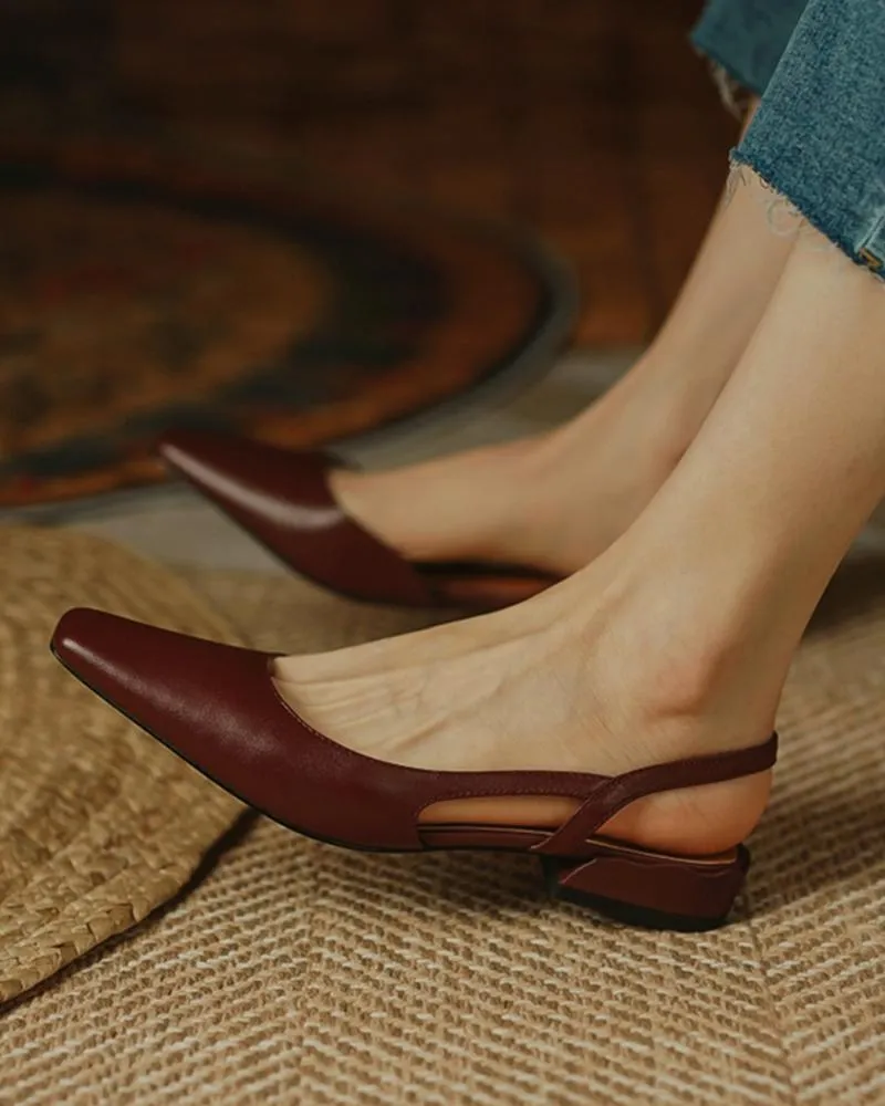 Square Toe Cutout Slingback Slip On Shoes