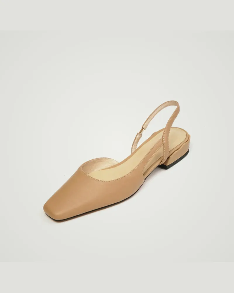 Square Toe Cutout Slingback Slip On Shoes