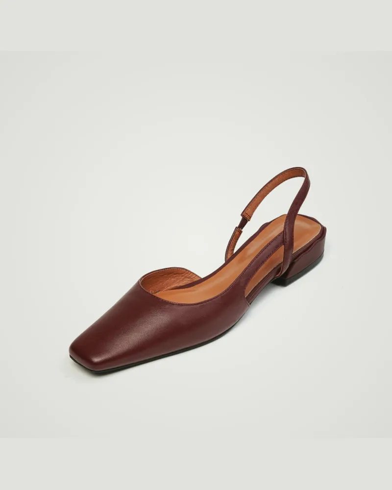 Square Toe Cutout Slingback Slip On Shoes
